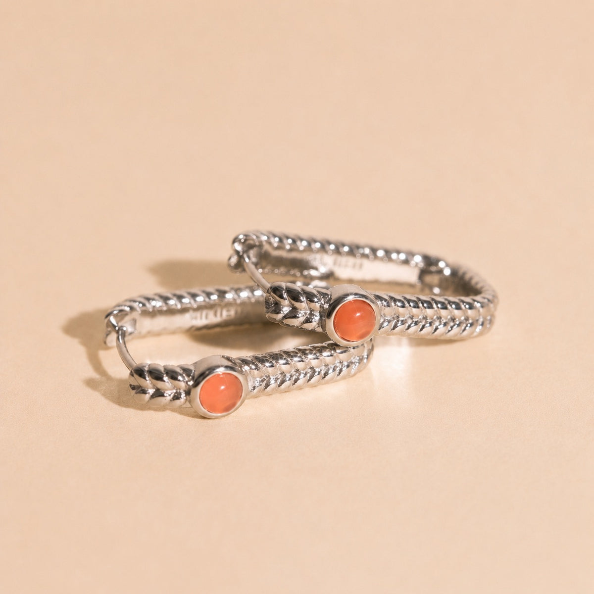 Rope Rectangle Huggie Hoop Earrings