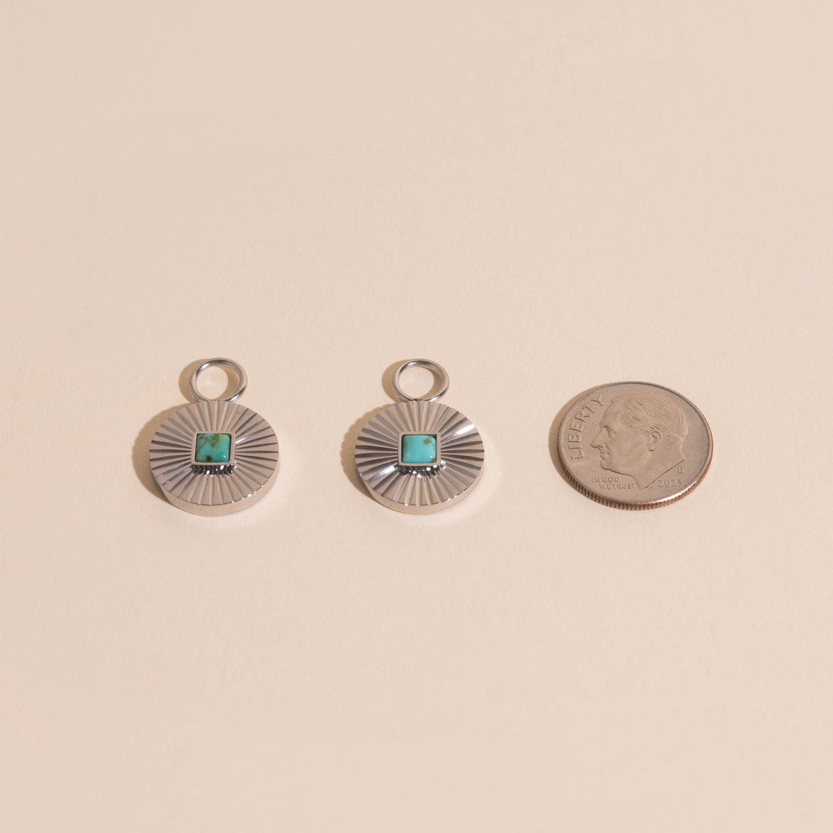 Sunburst Turquoise Chunky Huggie Hoop Charms