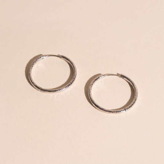 Large Hammered Huggie Hoop Earrings