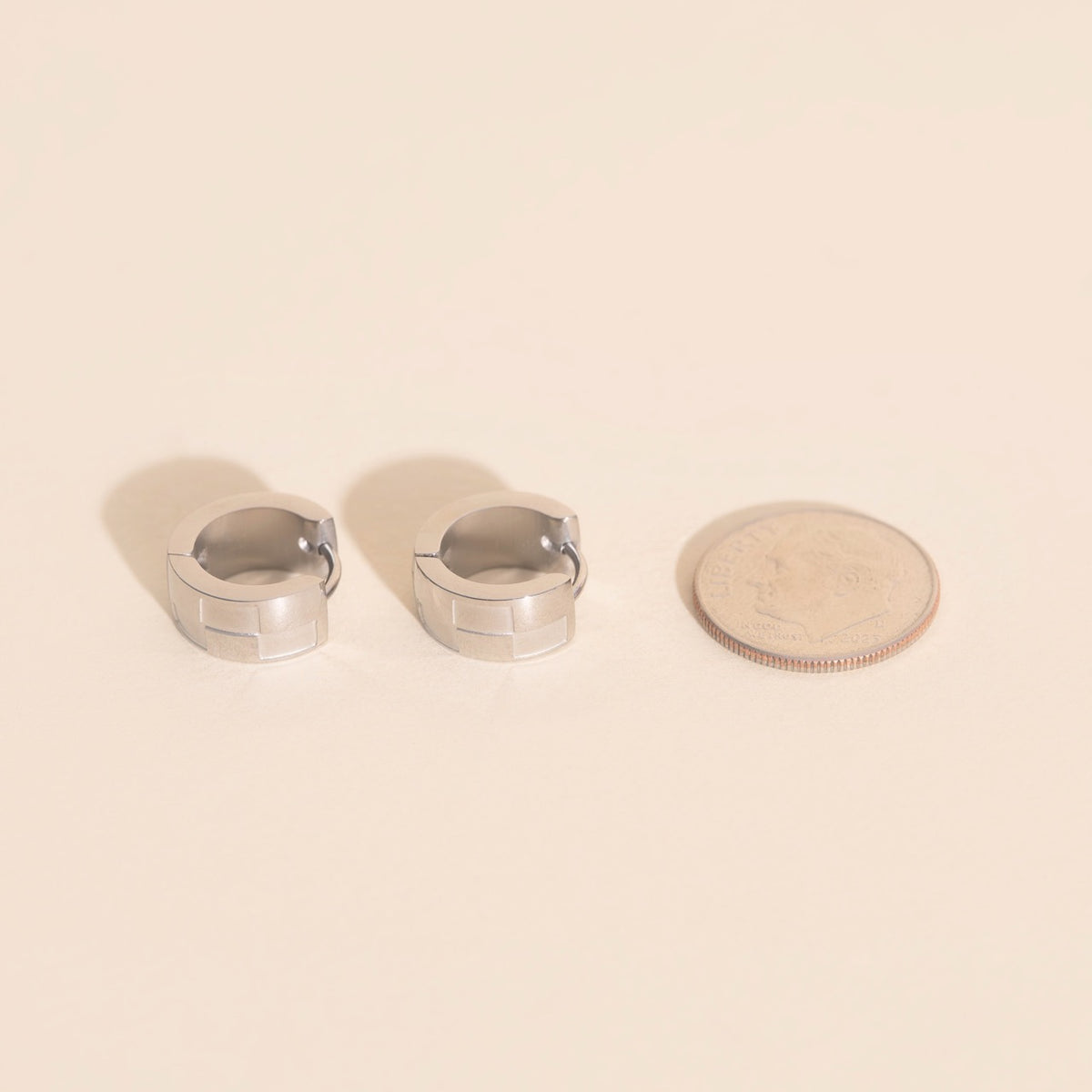Naked Checkered Rounded Super Chunky Huggie Hoop Earrings