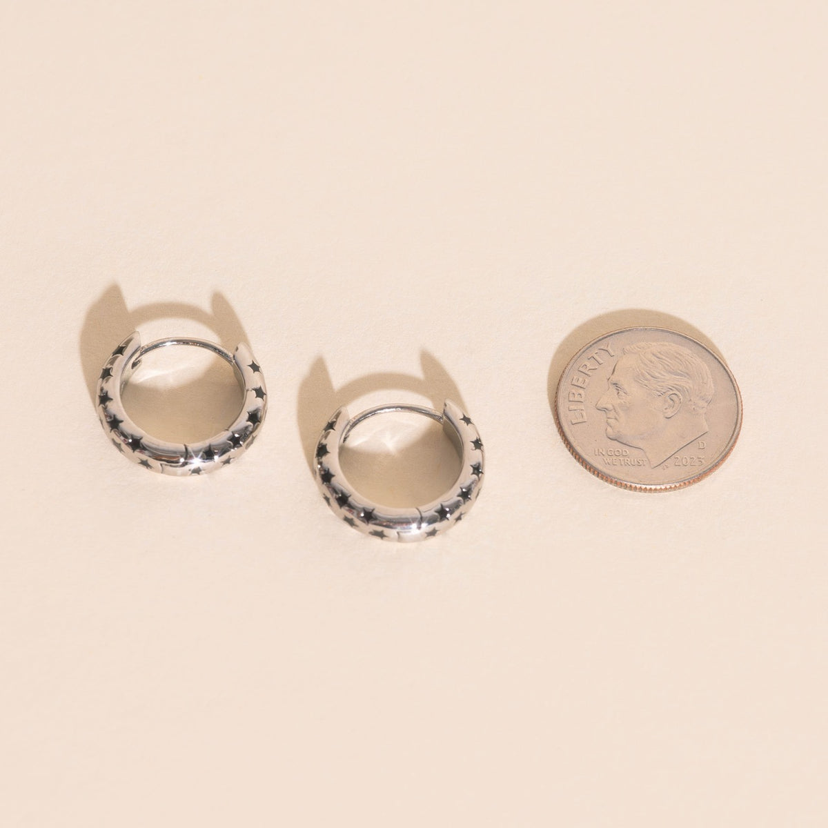 Black Star Chunky Huggie Hoop Earrings