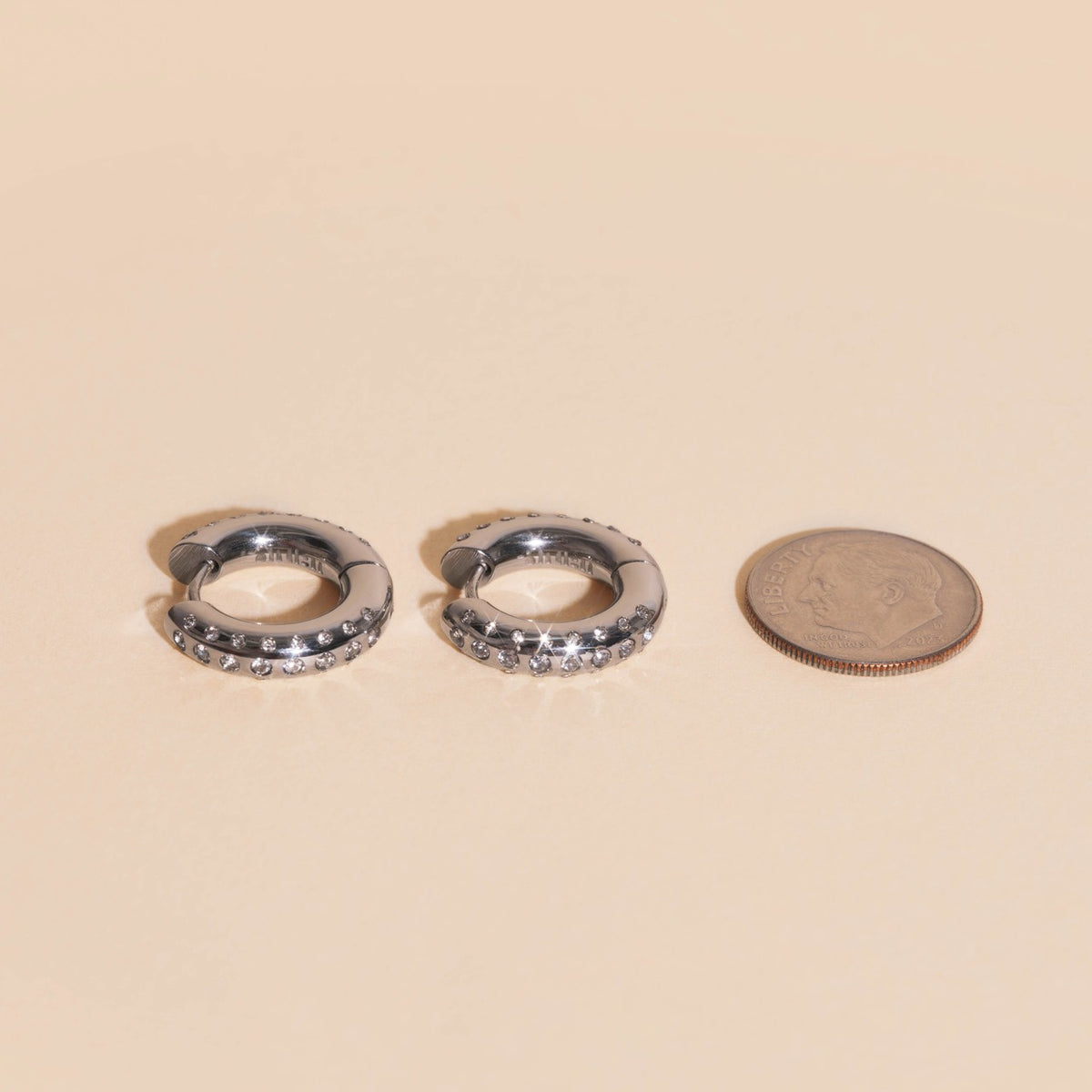 Iced Chunky Rounded Huggie Hoop Earrings
