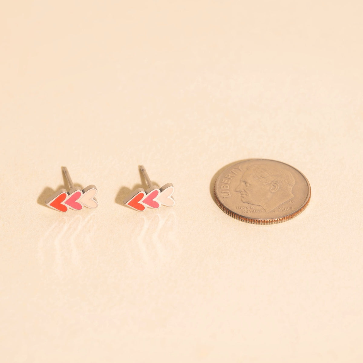 Stacked Heart Stud Earrings