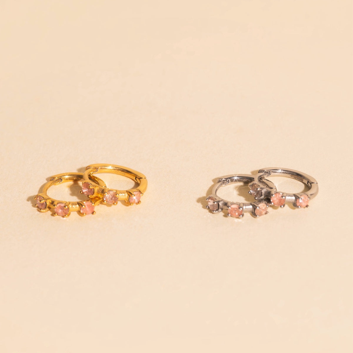 Thin Crystal Huggie Hoop Earrings