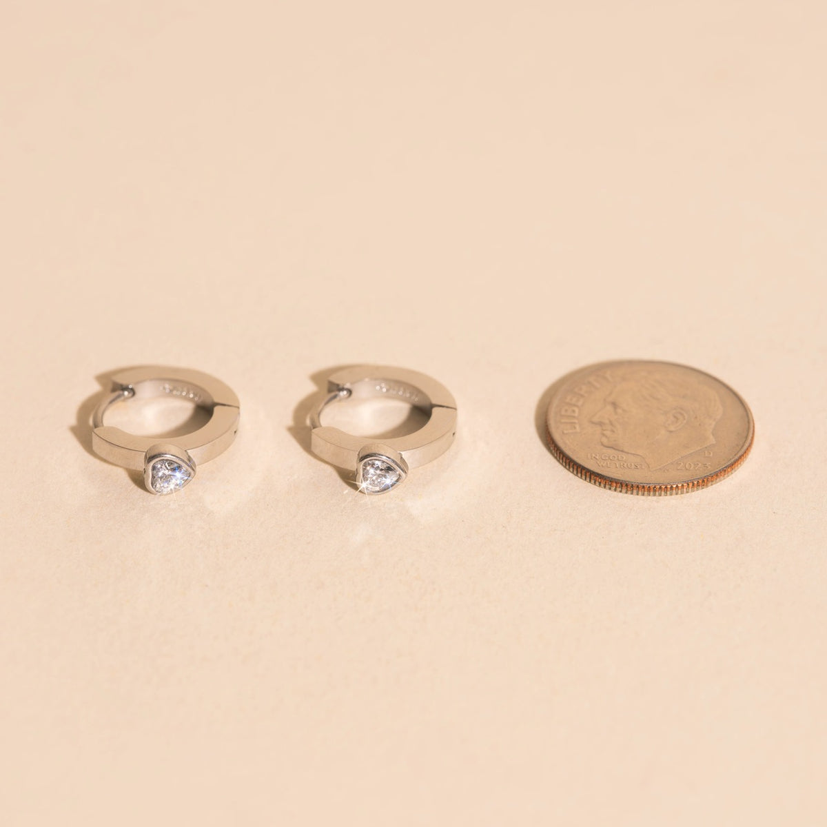 Crystal Heart Huggie Hoop Earrings