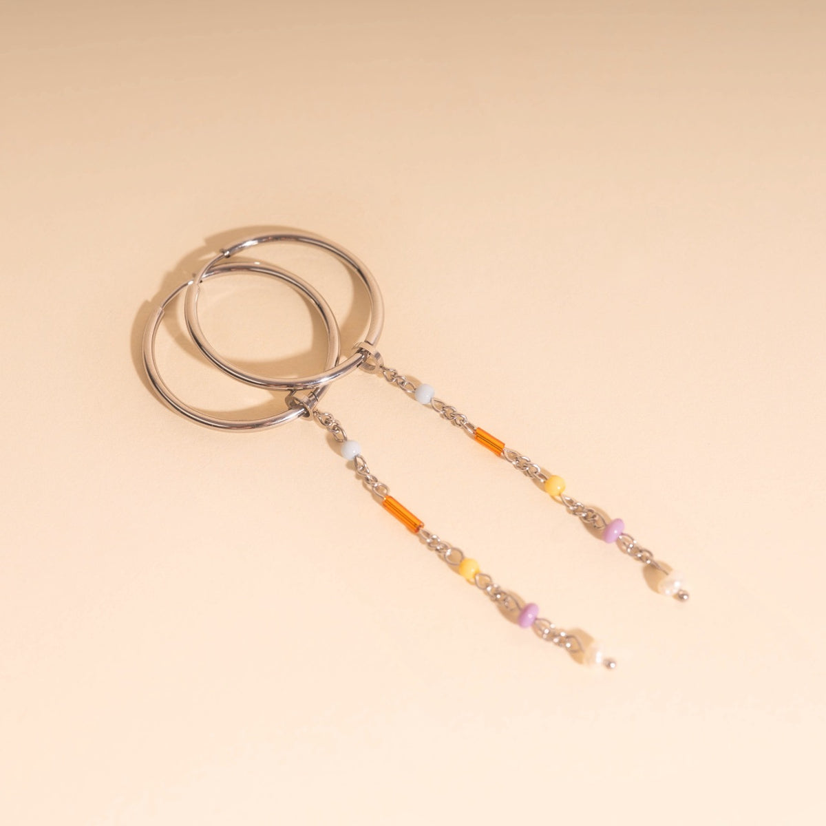 Bead Chain Huggie Hoop Charms