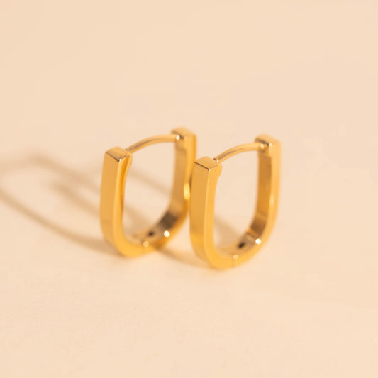 Titanium Smooth Stirrup Huggie Hoop Earrings - FeatherTUFF™