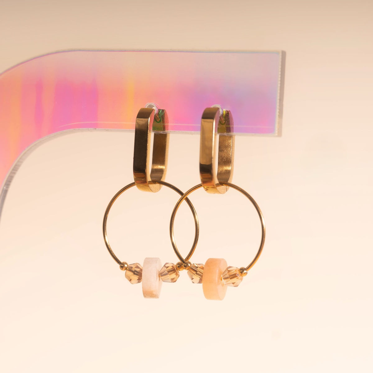 Blush Trio Huggie Hoop Charms