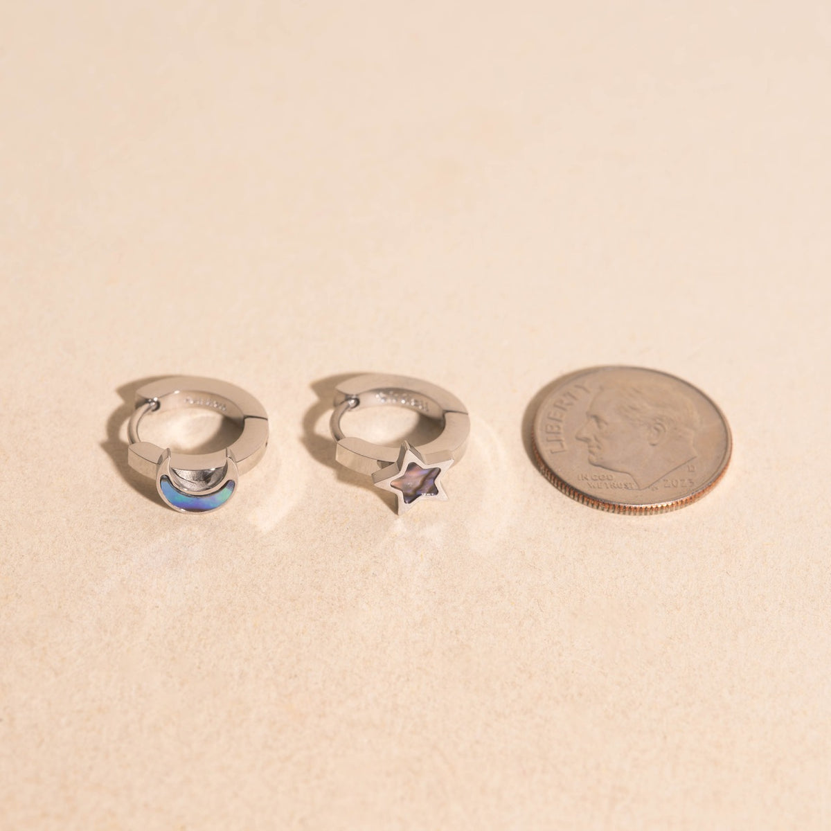 Star Moon 3D Huggie Hoop Earrings