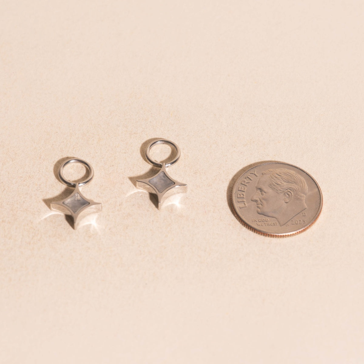 Moonstone Star Chunky Huggie Hoop Charms