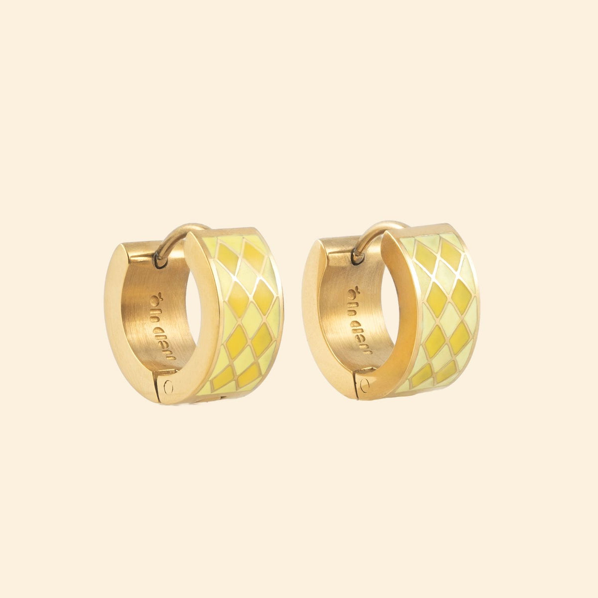 Mystery Pouch Color Diamonds Huggie Hoop Earrings