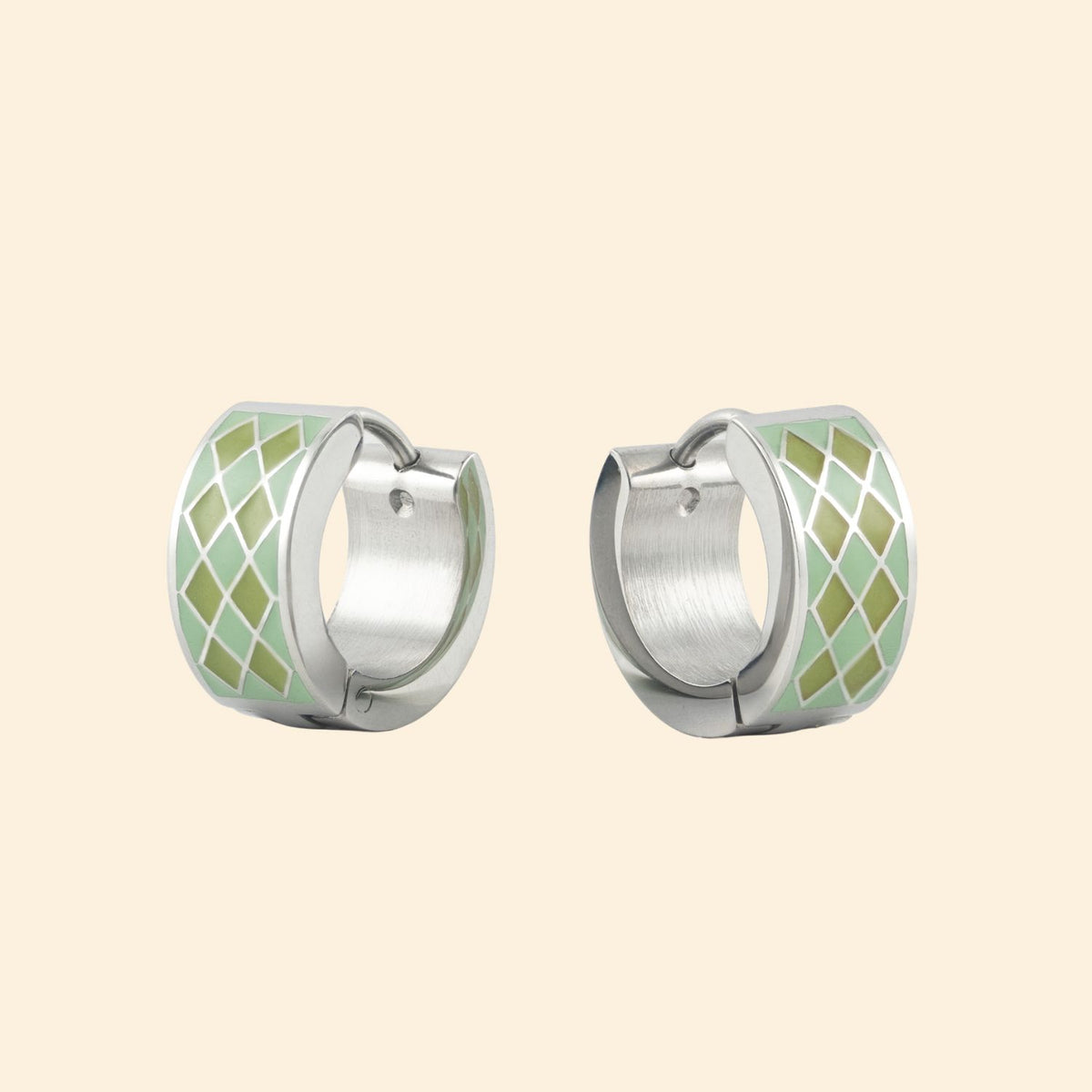 Mystery Pouch Color Diamonds Huggie Hoop Earrings