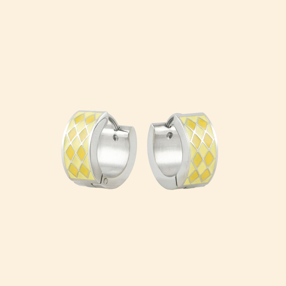 Mystery Pouch Color Diamonds Huggie Hoop Earrings