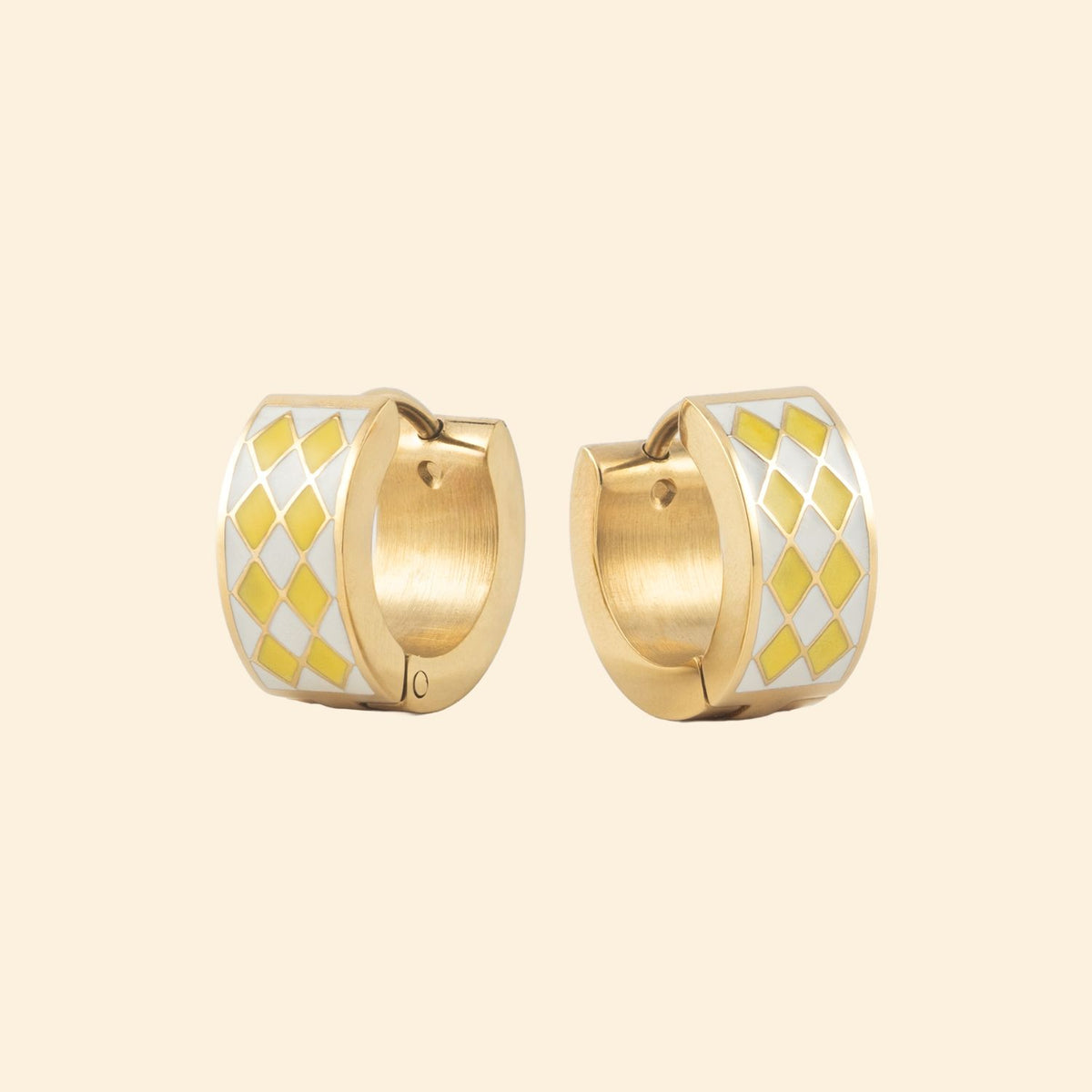 Mystery Pouch Color Diamonds Huggie Hoop Earrings