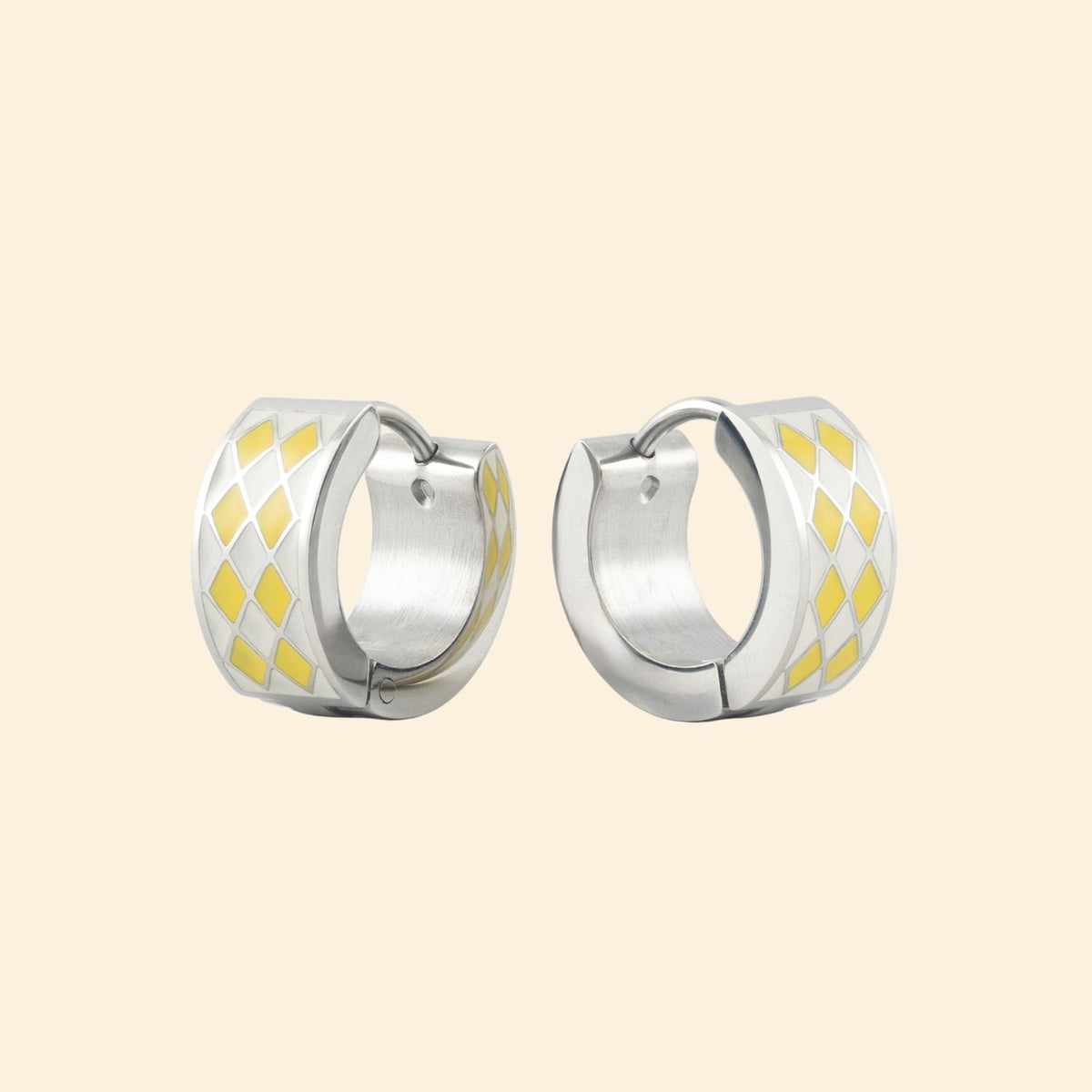 Mystery Pouch Color Diamonds Huggie Hoop Earrings