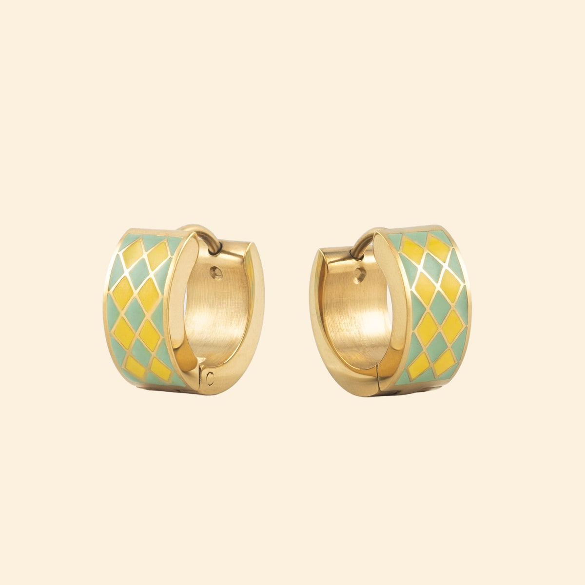 Mystery Pouch Color Diamonds Huggie Hoop Earrings