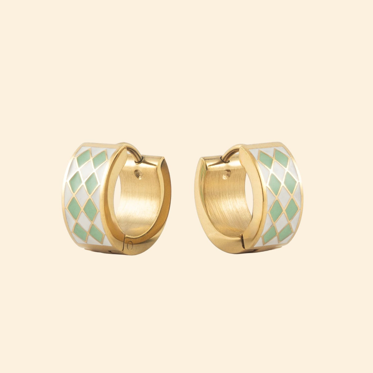 Mystery Pouch Color Diamonds Huggie Hoop Earrings
