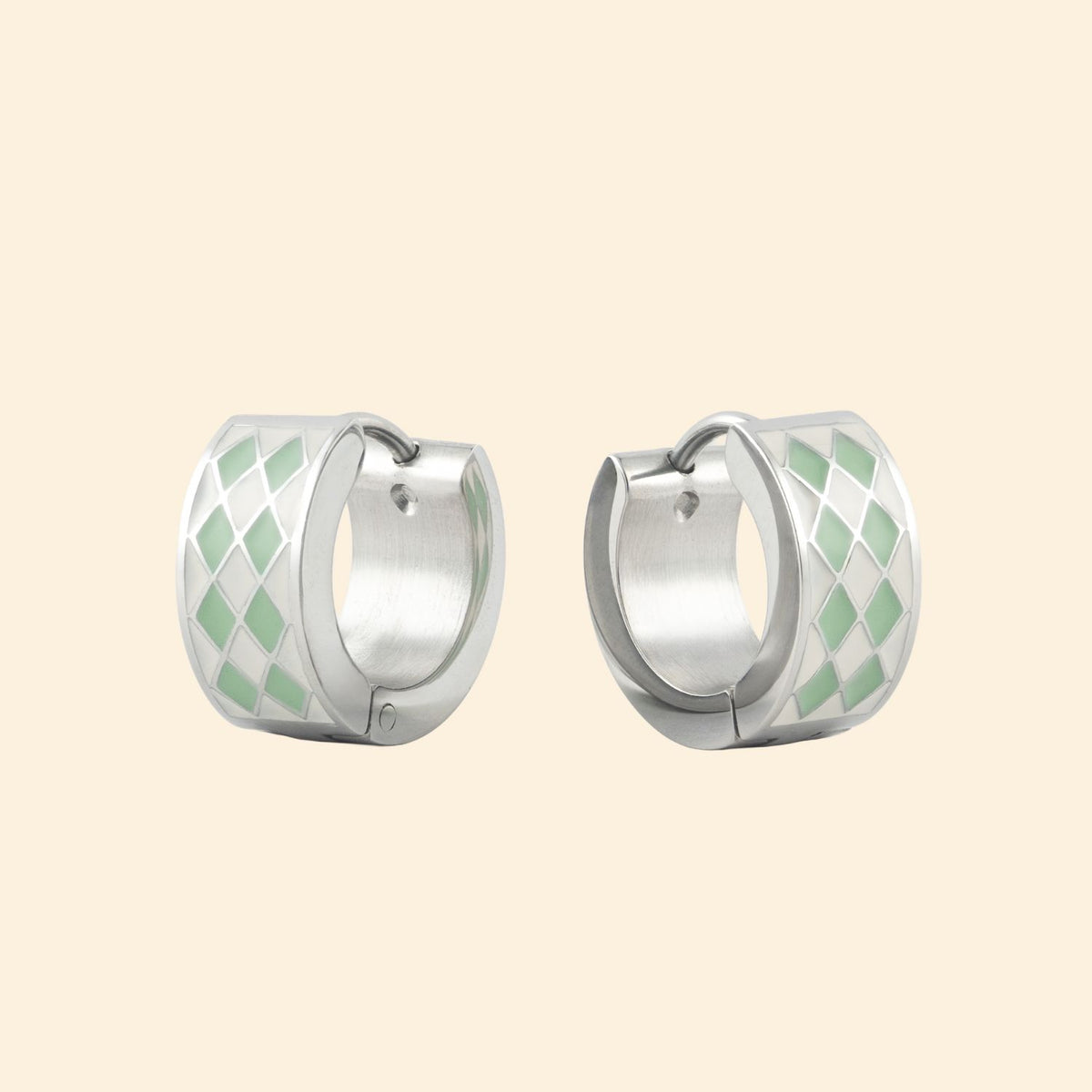 Mystery Pouch Color Diamonds Huggie Hoop Earrings
