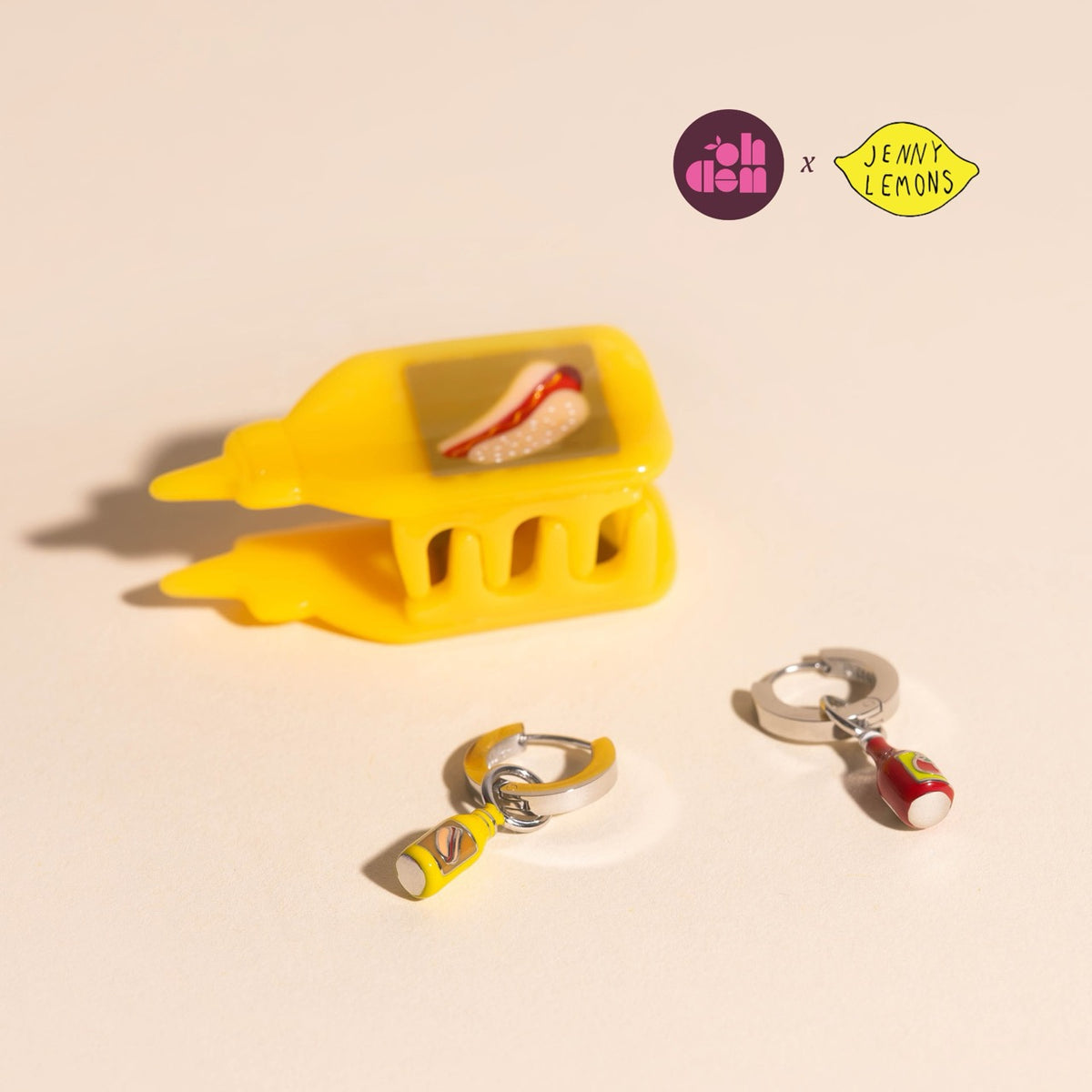 Ketchup & Mustard Huggie Hoop Charms