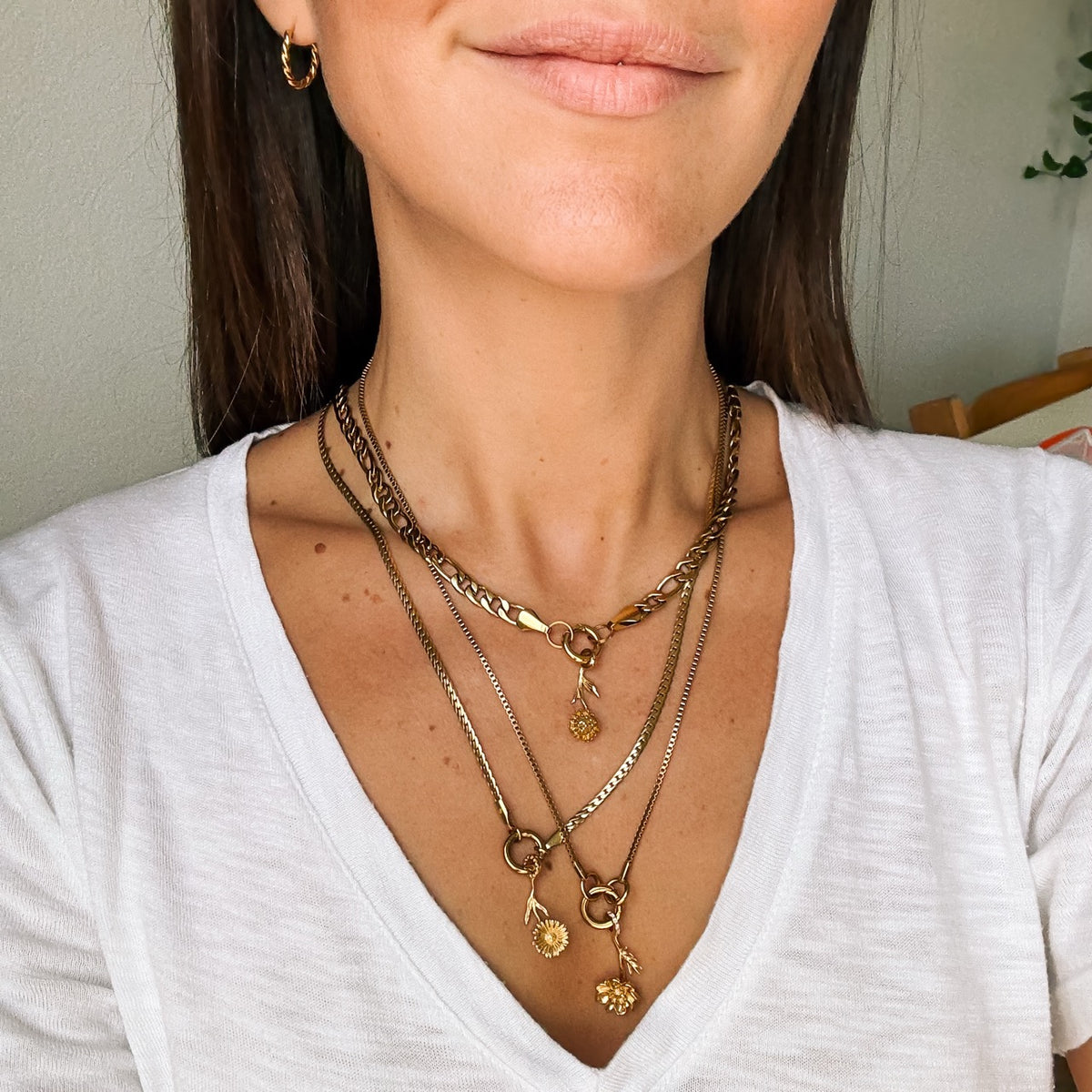 September Aster Birth Flower Necklace Charm