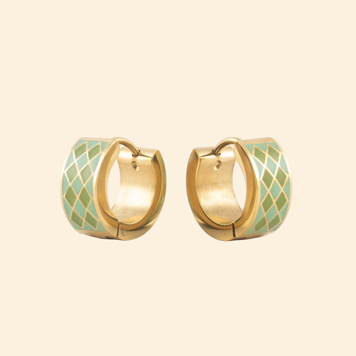 Mystery Pouch Color Diamonds Huggie Hoop Earrings