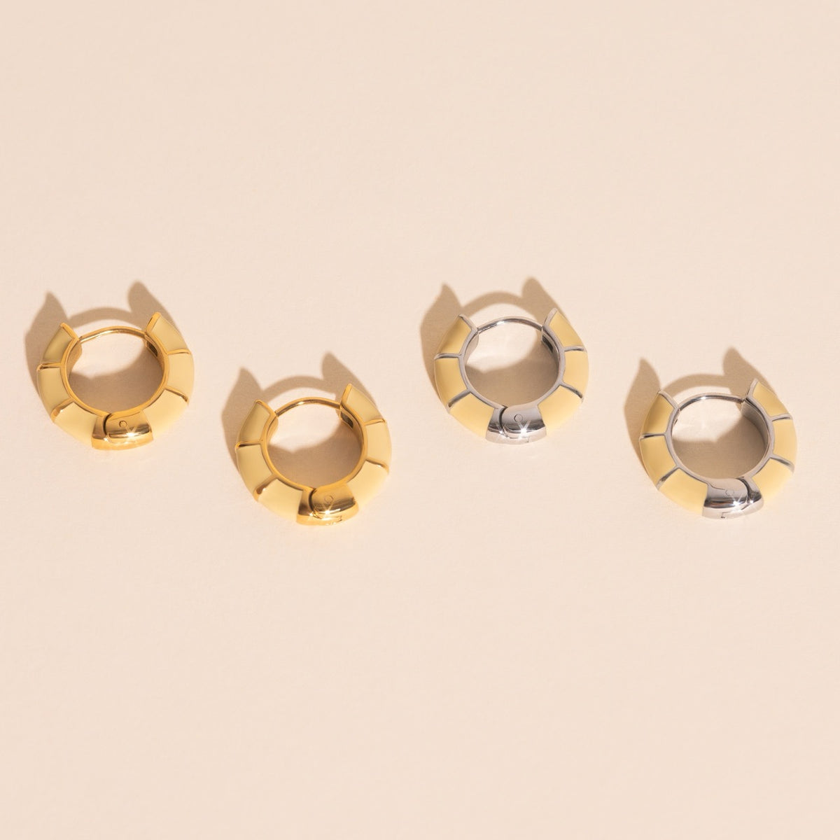 Color Block Huggie Hoop Earrings