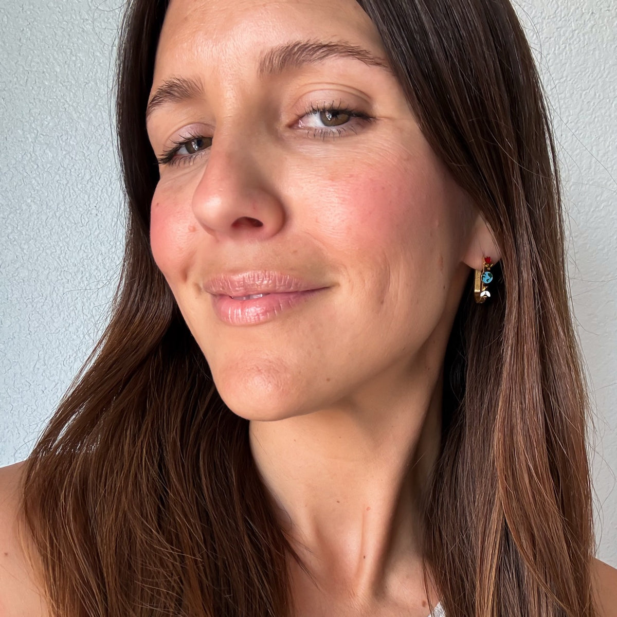 Mother Nature Oblong 3D Huggie Hoop Earrings