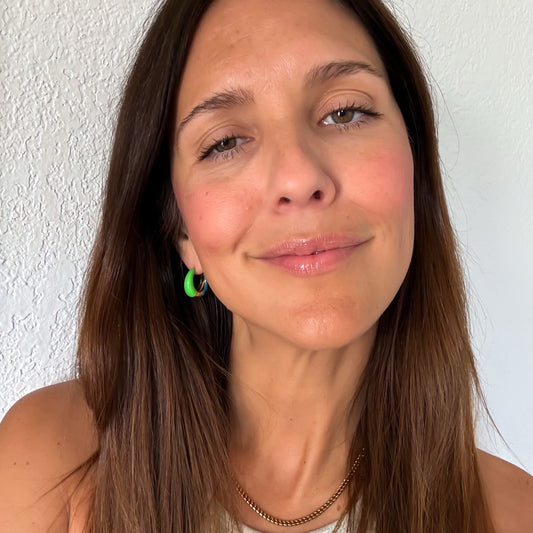 Neon Split Teardrop Chunky Huggie Hoop Earrings