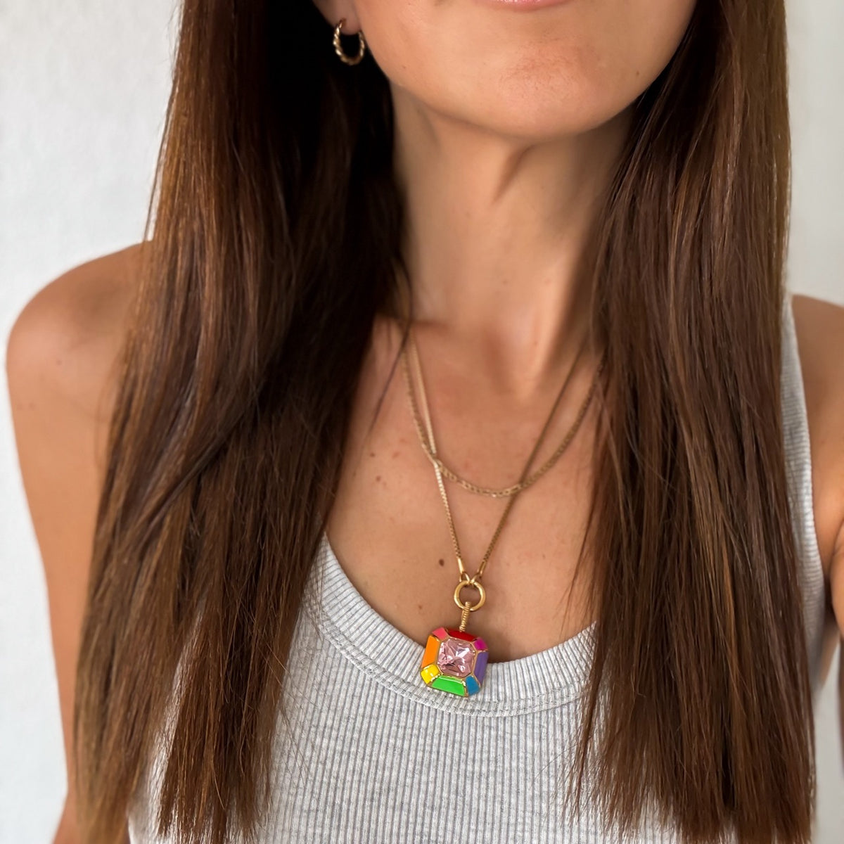 Neon Rainbow Miley Necklace Charm