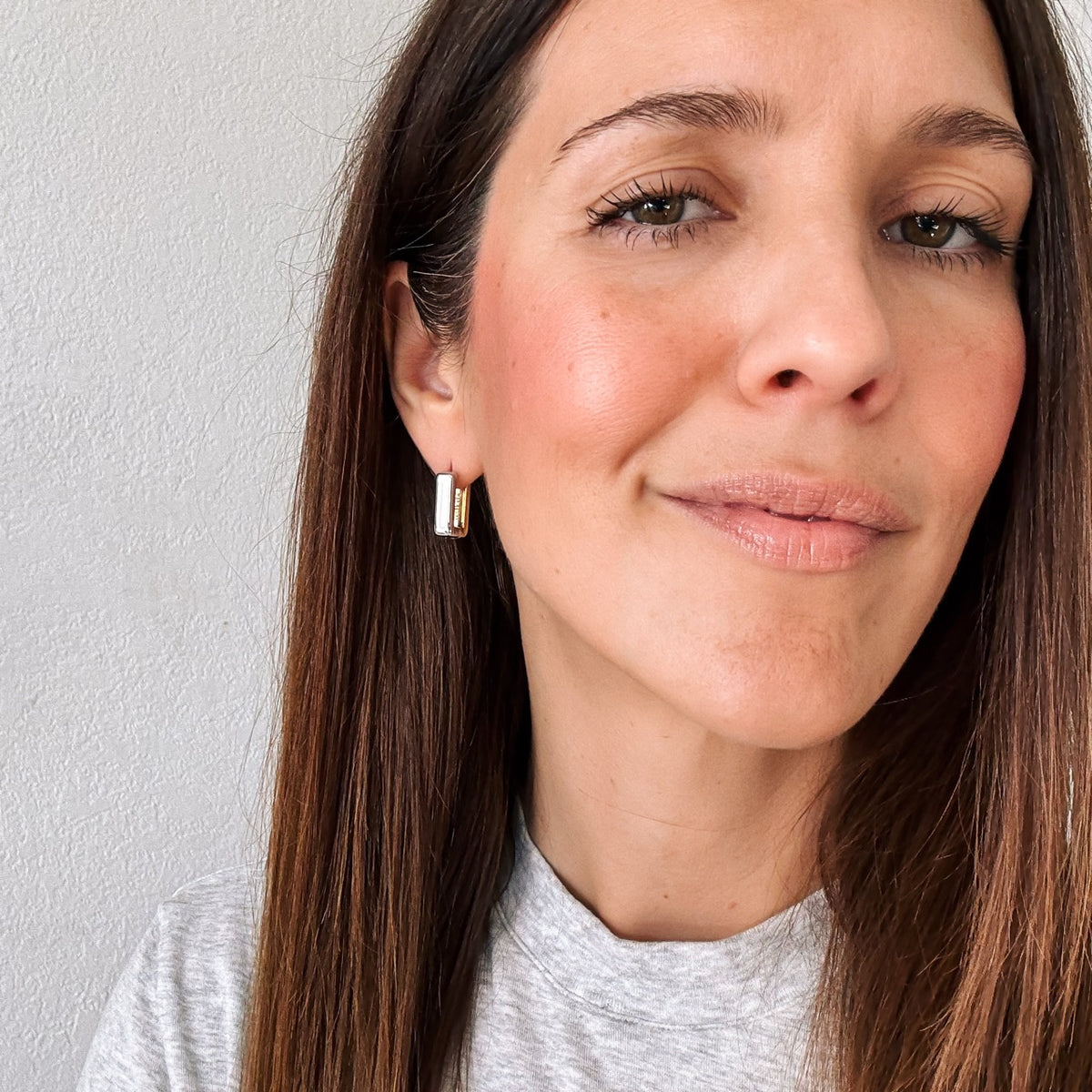 Chunky Rounded Rectangle Huggie Hoop Earrings