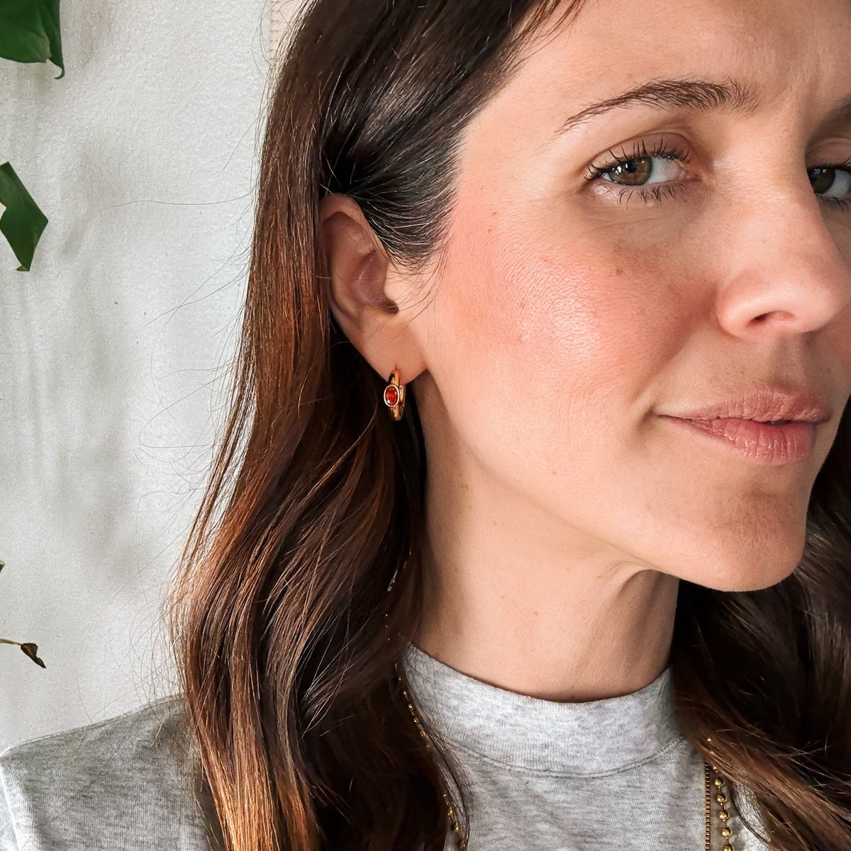 Ruby Chunky Rounded Huggie Hoop Earrings
