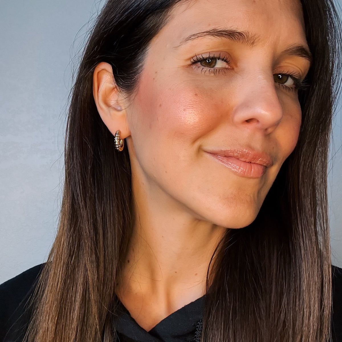 Iced Chunky Rounded Huggie Hoop Earrings