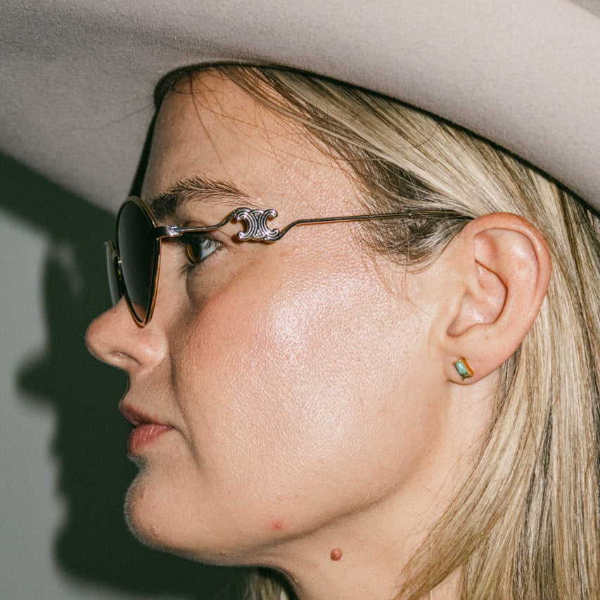 Rectangle Turquoise Stud Earrings