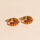 Red Striped Rounded Super Chunky Huggie Hoop Earrings