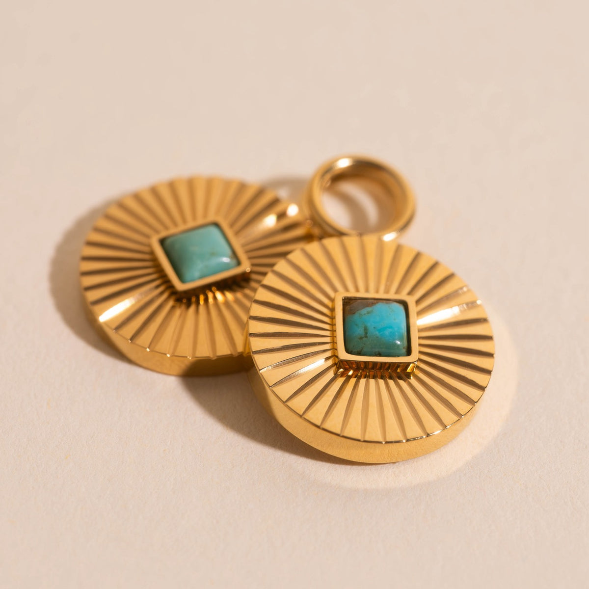 Sunburst Turquoise Chunky Huggie Hoop Charms