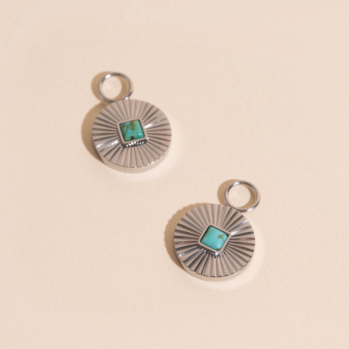 Sunburst Turquoise Chunky Huggie Hoop Charms