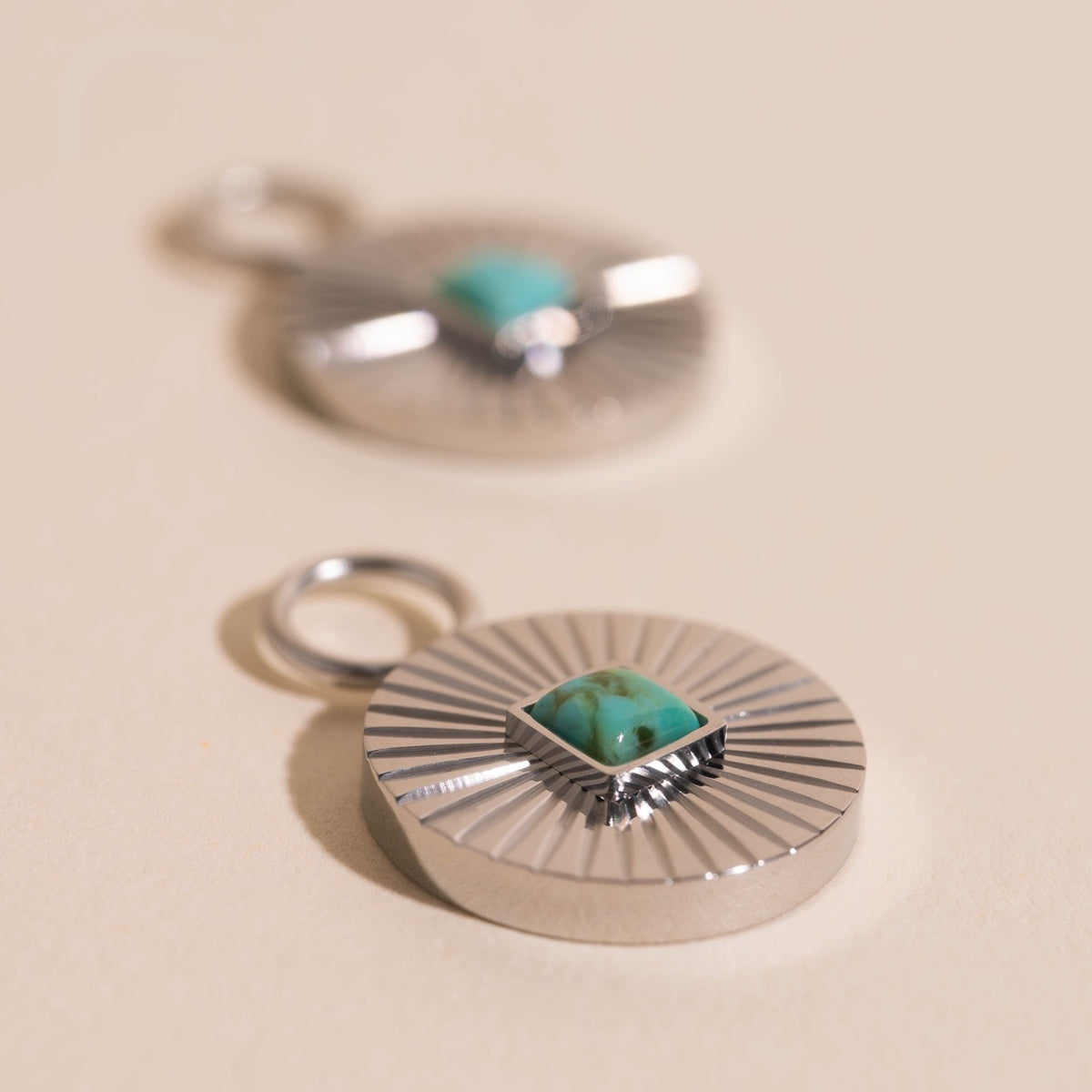 Sunburst Turquoise Chunky Huggie Hoop Charms