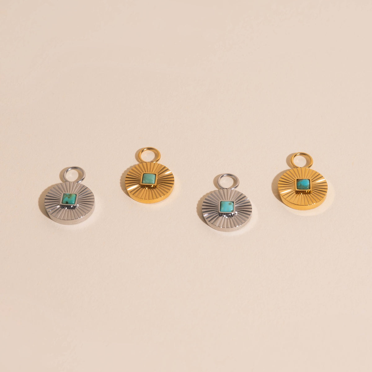 Sunburst Turquoise Chunky Huggie Hoop Charms