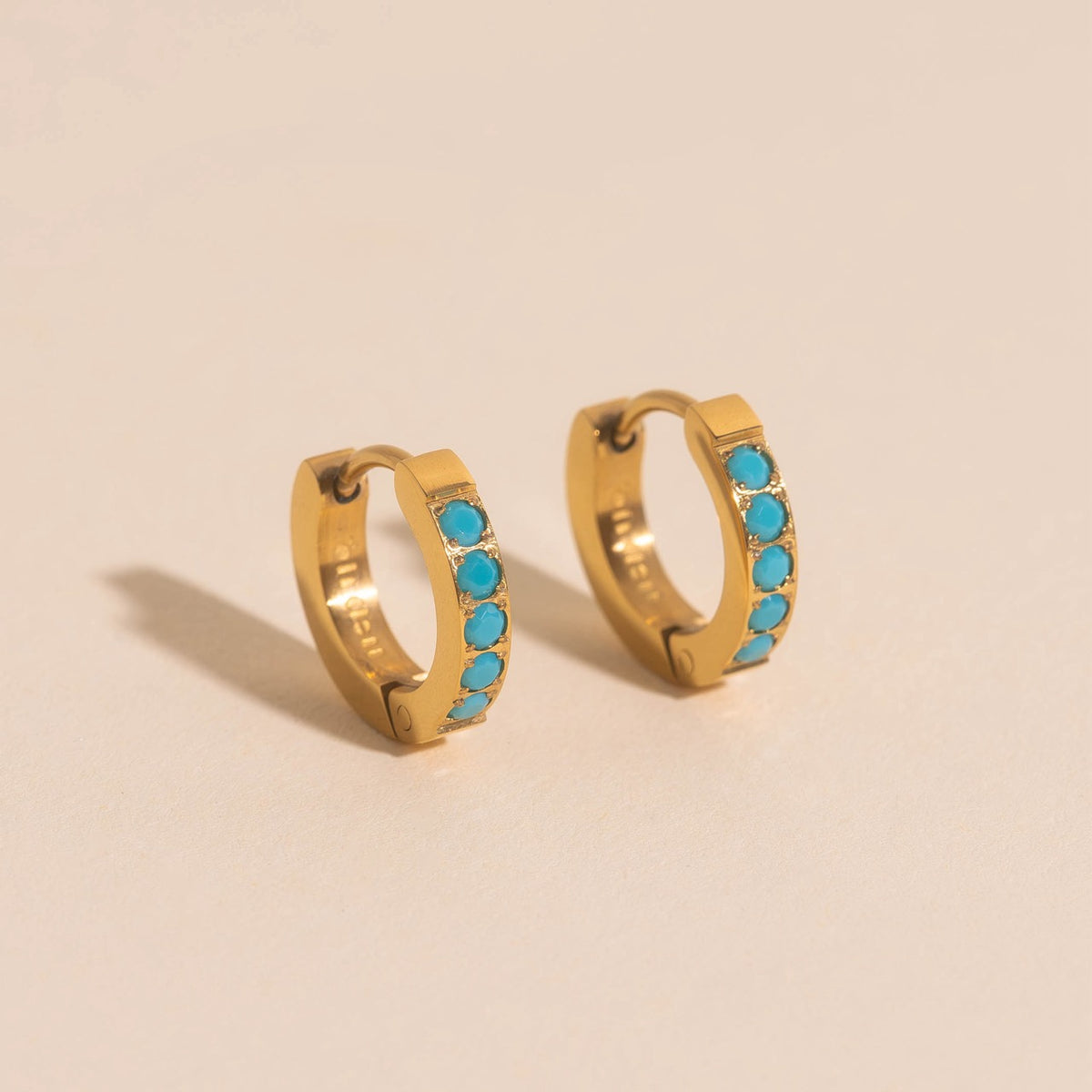 Turquoise Huggie Hoop Earrings