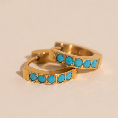 Turquoise Huggie Hoop Earrings