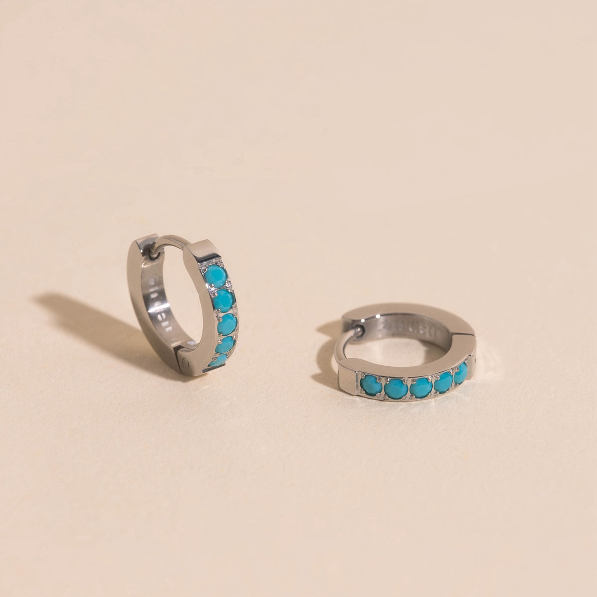Turquoise Huggie Hoop Earrings