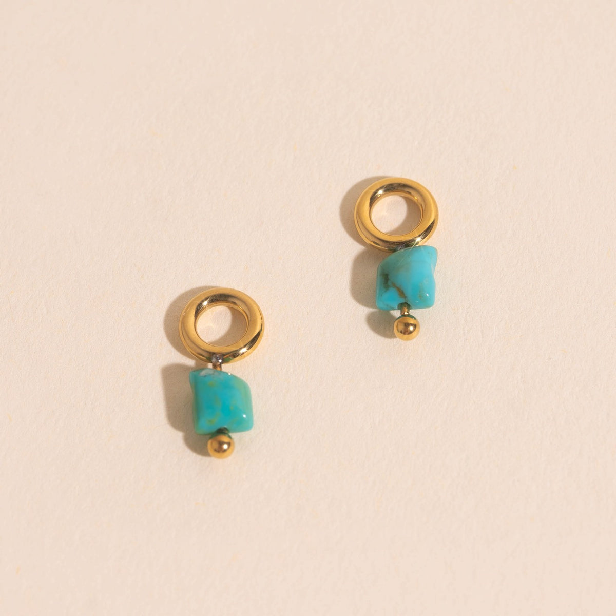 Turquoise Stone Huggie Hoop Charms