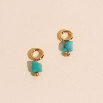 Turquoise Stone Huggie Hoop Charms