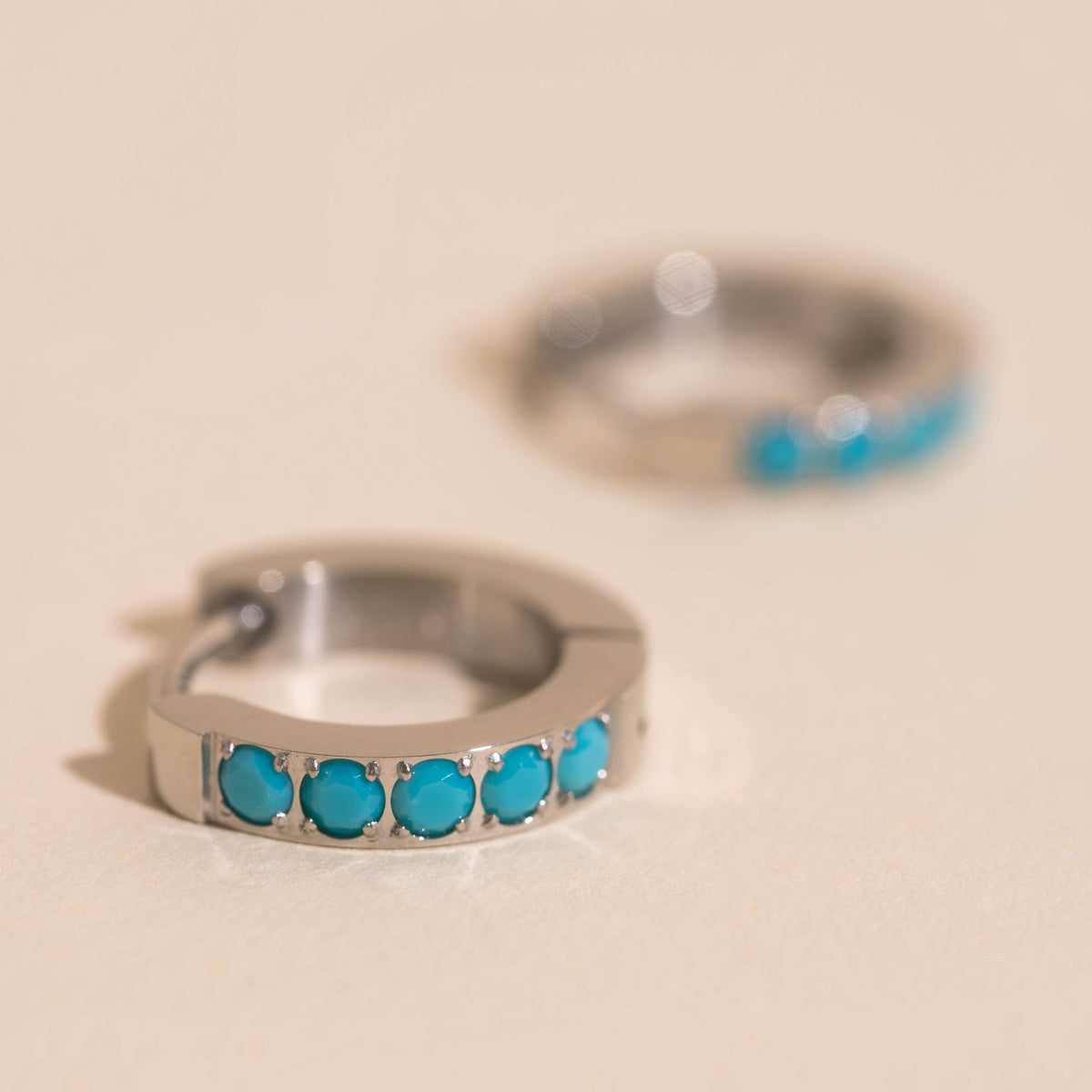 Turquoise Huggie Hoop Earrings