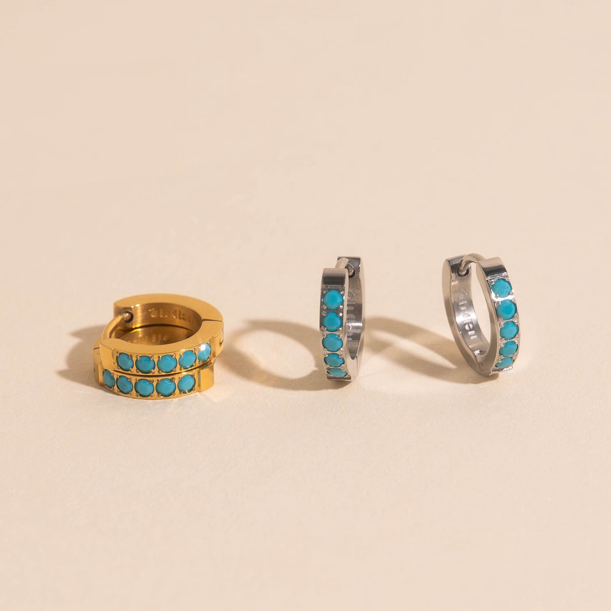 Turquoise Huggie Hoop Earrings