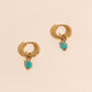 Turquoise Stone Huggie Hoop Charms