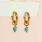 Turquoise Stone Huggie Hoop Charms