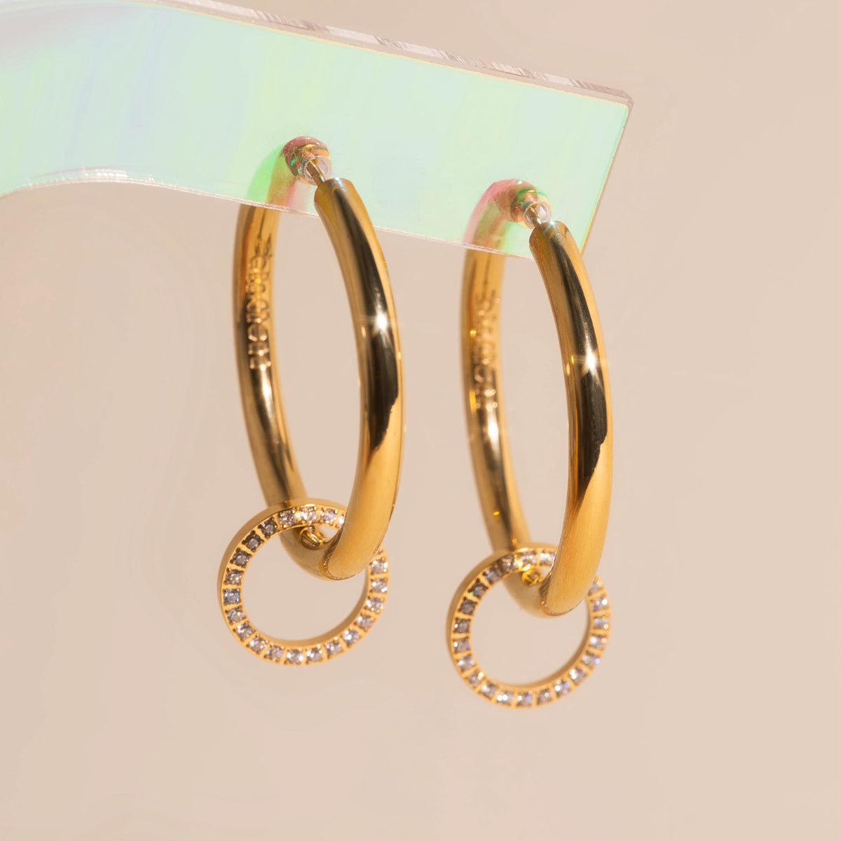 Crystal Circle Huggie Hoop Charms