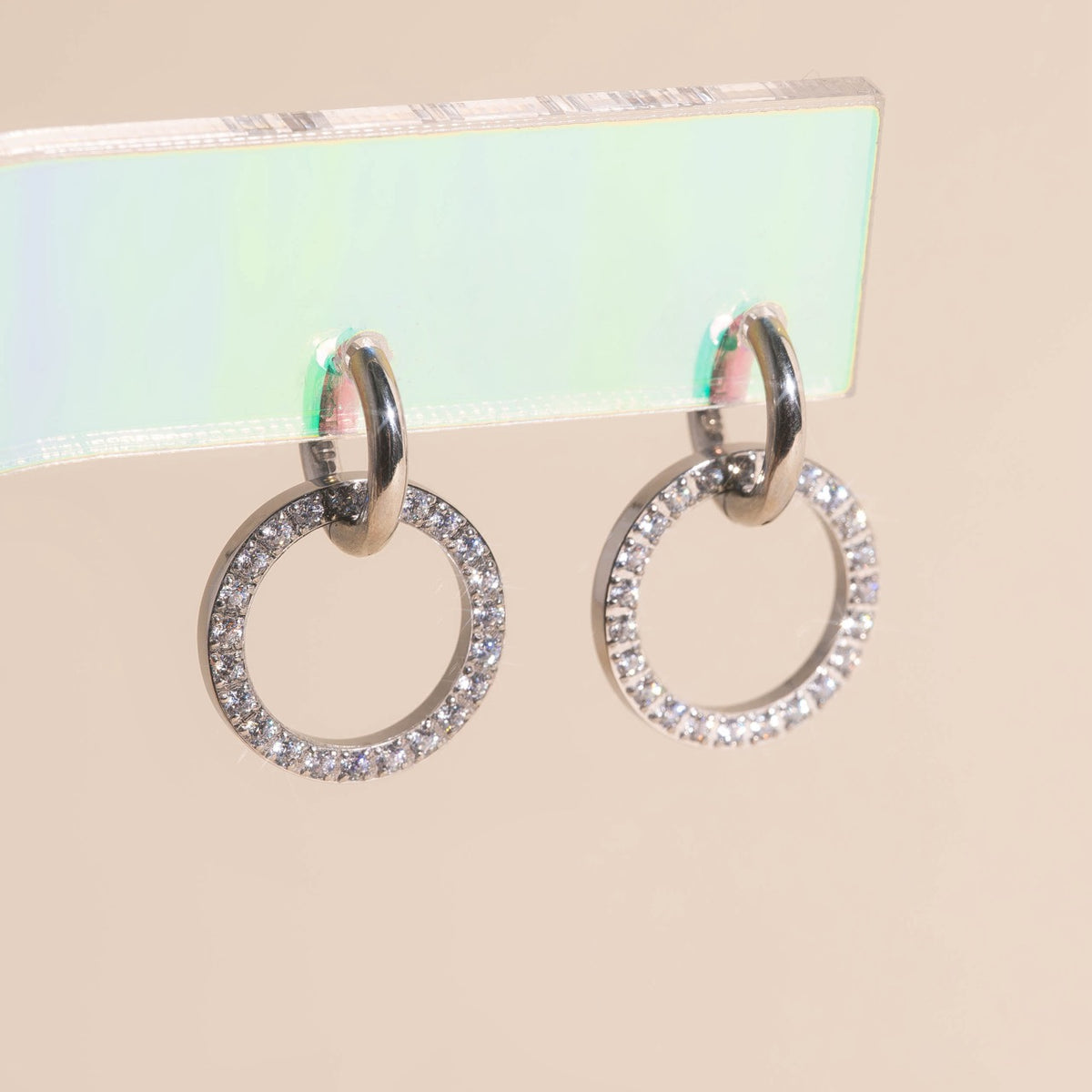 Crystal Circle Huggie Hoop Charms