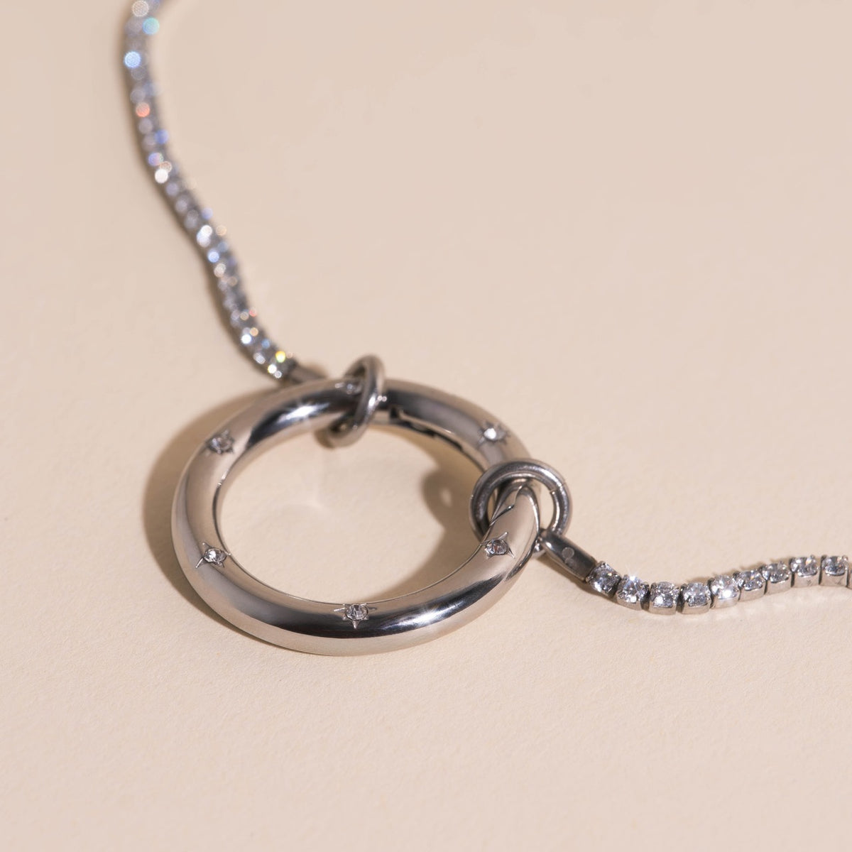 Crystal Circle Necklace Charm Clasp